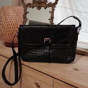 Black leather crossbody bag